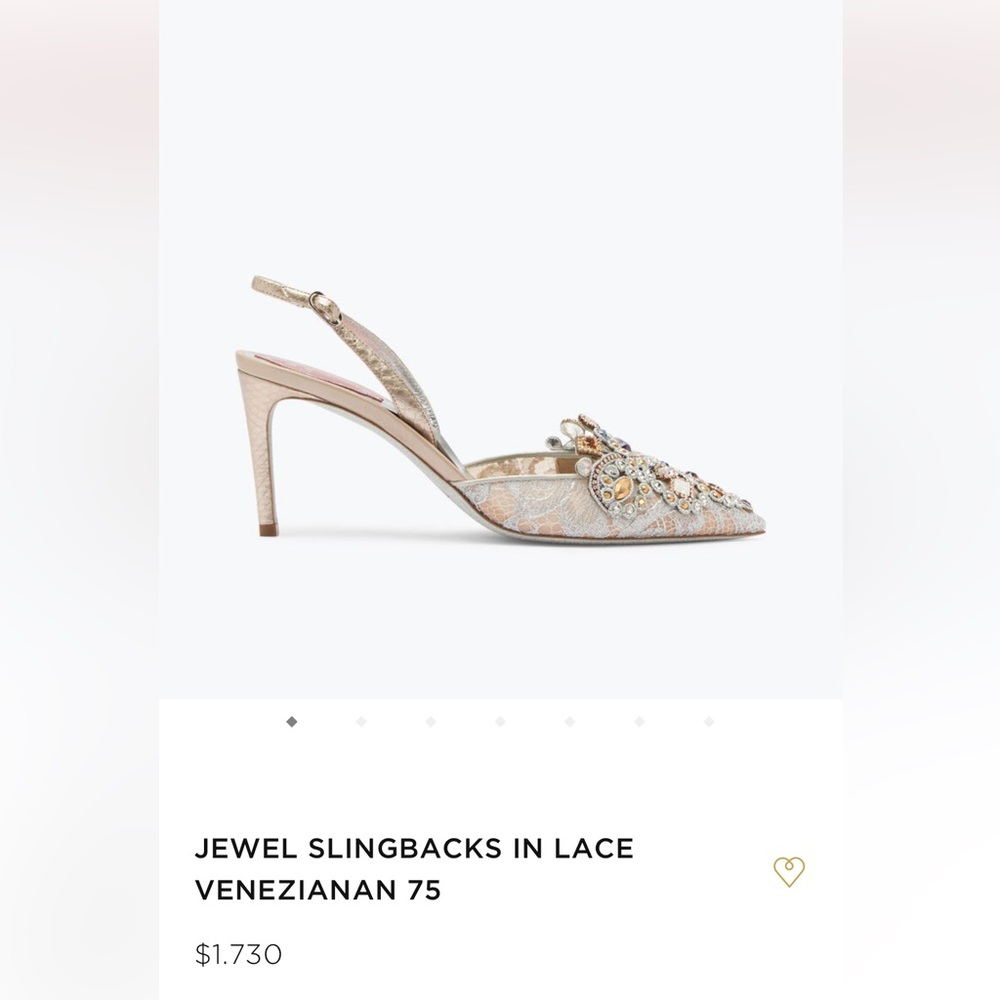 Rene Caovilla size 39 GREY JEWEL SLINGBACKS VENEZIANA 75mm